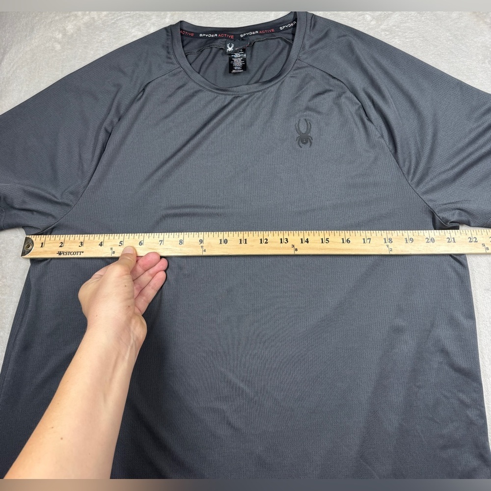 Spyder Men’s Dark Charcoal Grey Athletic Active Crewneck Short Sleeves Tee XL - Picture 7 of 14